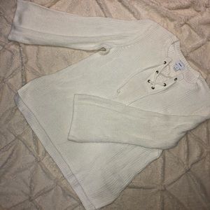 White Bell Sleeved Sweater